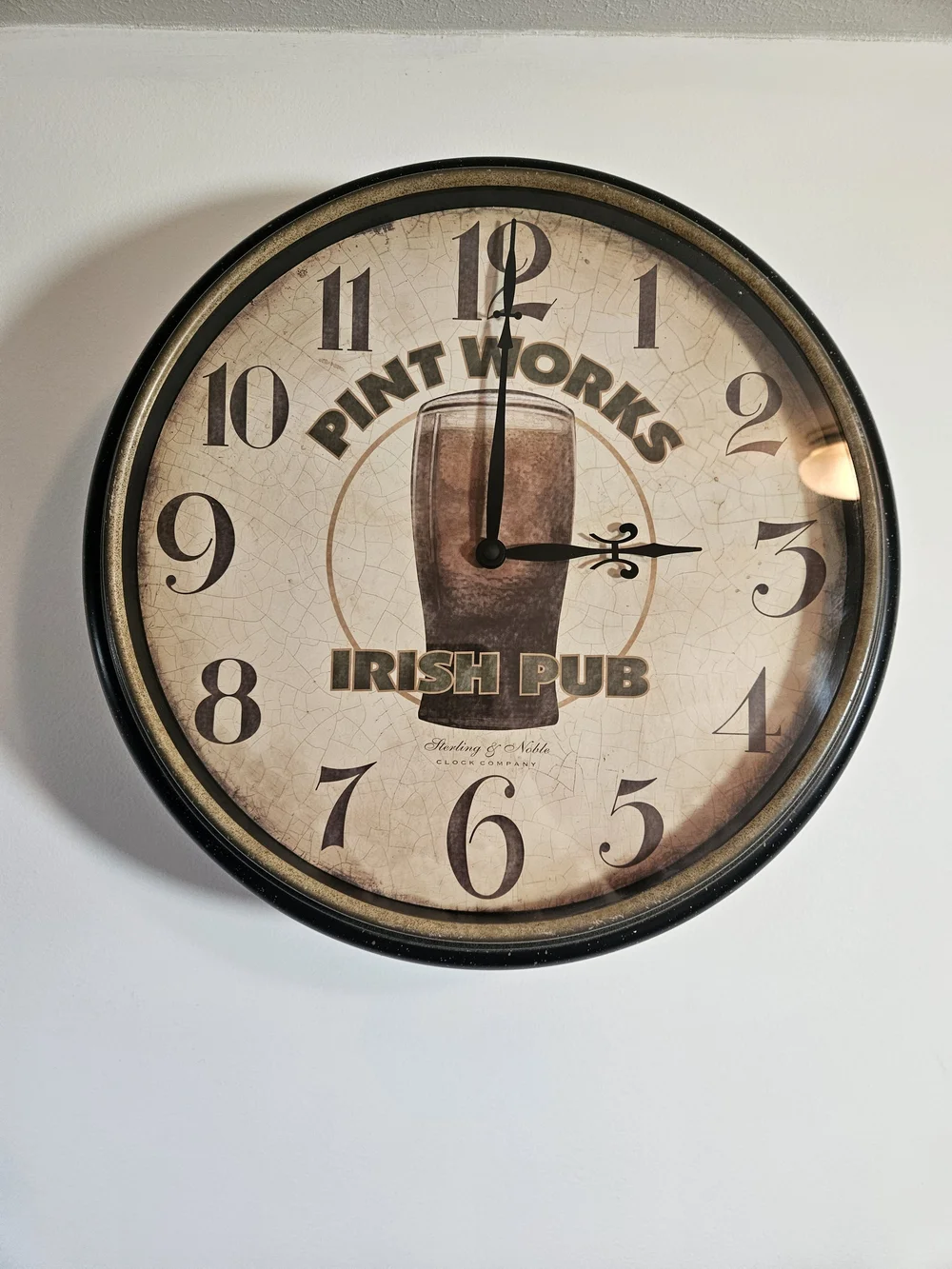 Sterling & Noble Pint Works Irish Pub Wall Clock - Brown